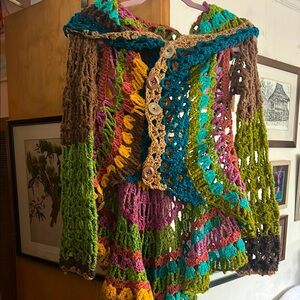 Colorful Crochet Cardigan with Buttons